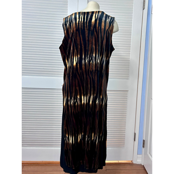 Jostar Brown Black Tiger Print Velvet Sleeveless Maxi Duster OS - Picture 6 of 10